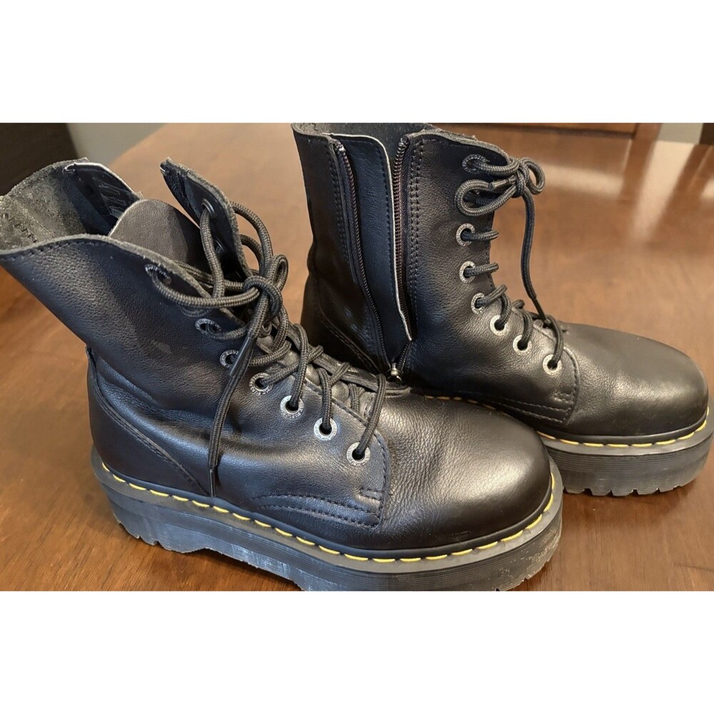 Dr. Martens Jadon Platform Leather Women's Boot - Black Polished Smooth,... - Picture 13 of 14